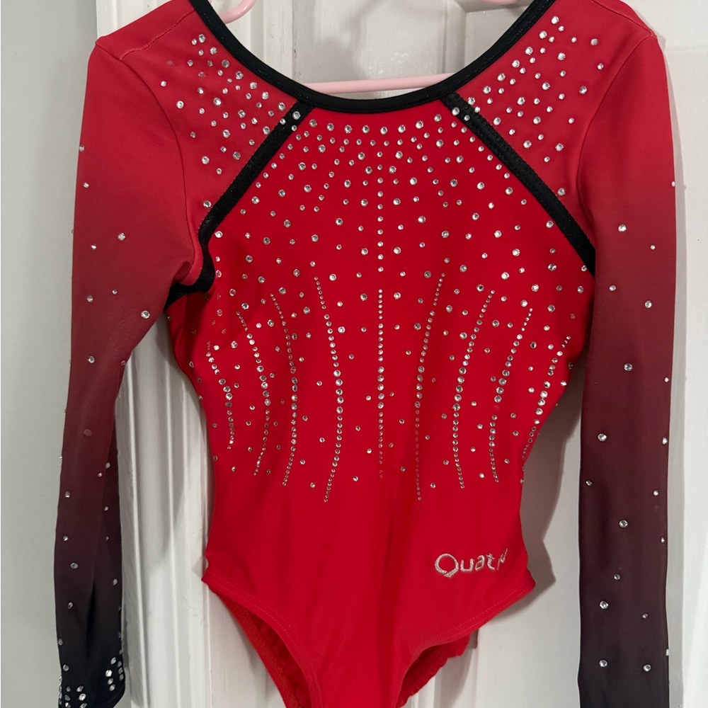 Red and Black gymnastics leotard